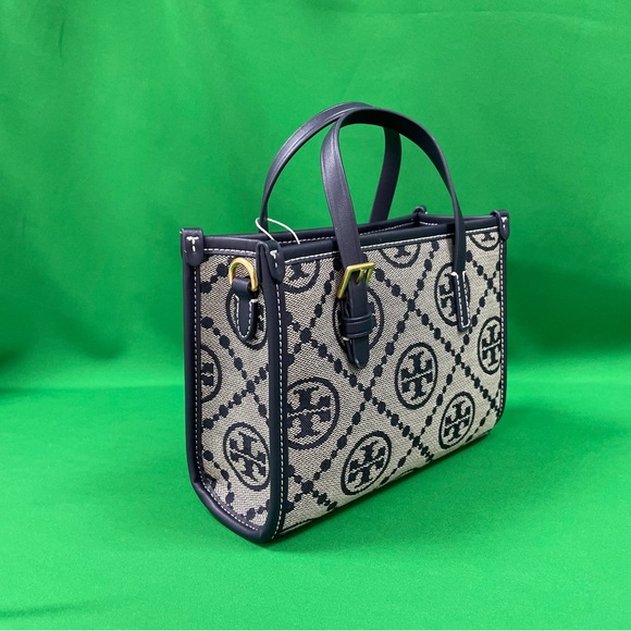 🆕 👒Mini T Monogram Tote Navy 🌻Tory Burch - Picture 3 of 10